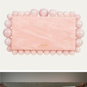 Cult Gaia Eos Beaded Acrylic Box Clutch Pink NWT